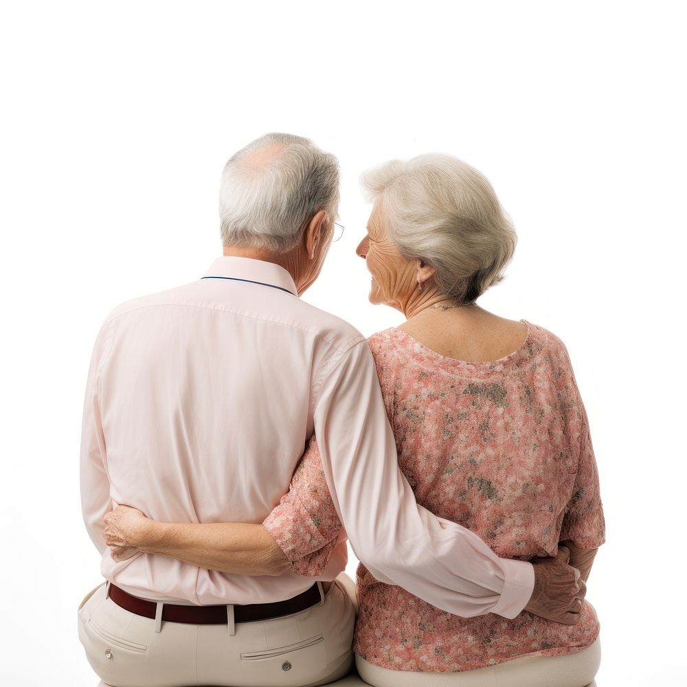 Senior Couple From Behind adult back white background. AI generated Image by rawpixel.