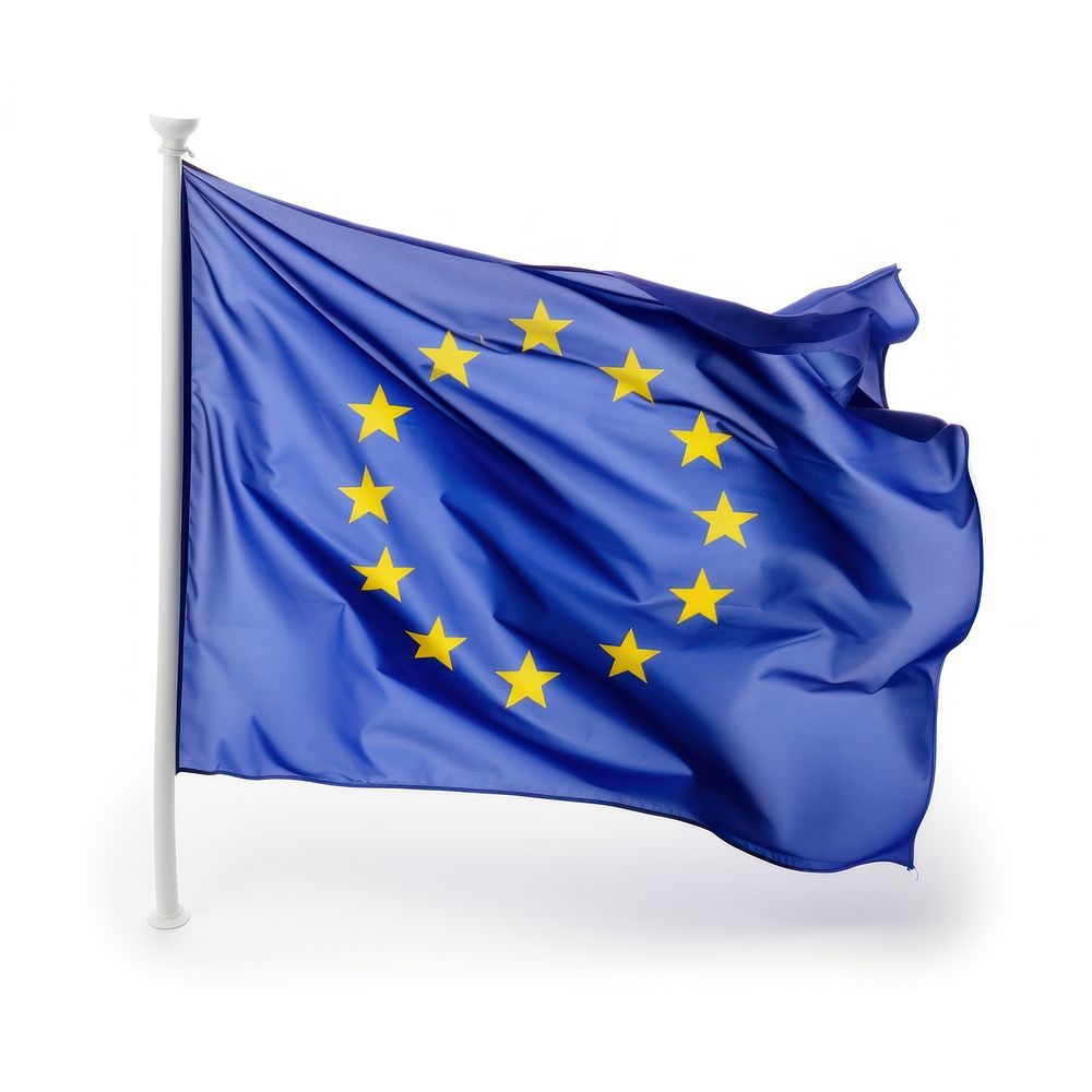 The official flag of the European Union white background patriotism insignia. AI generated Image by rawpixel.