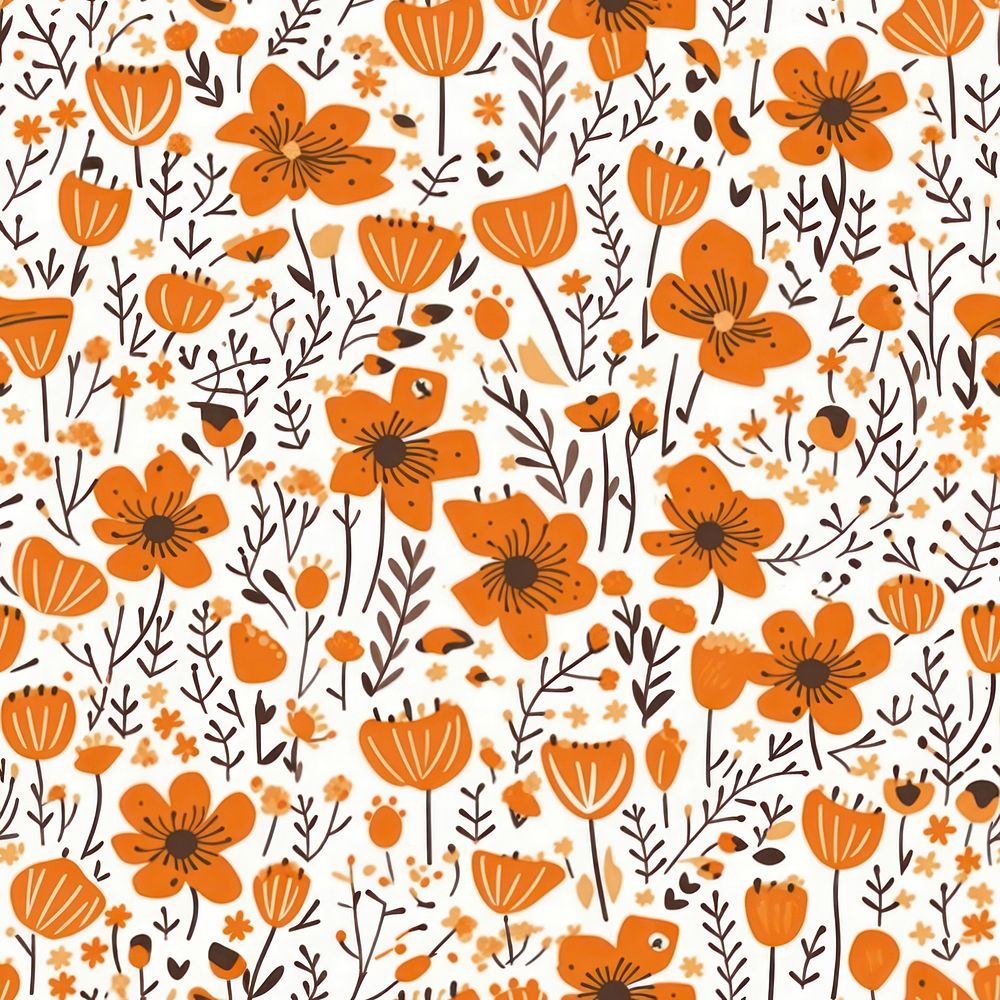 Orange flower pattern backgrounds creativity. AI generated Image by rawpixel.