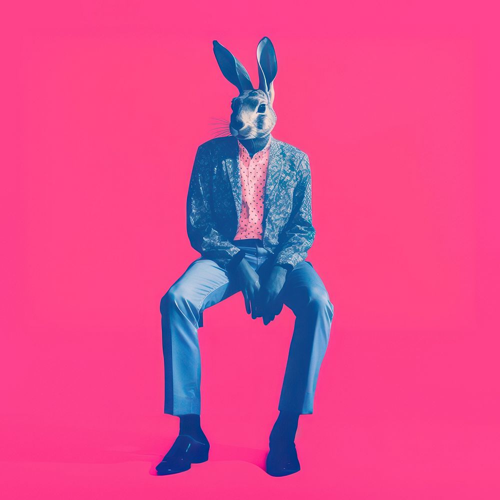 Rabbit sitting adult representation. AI generated Image by rawpixel.