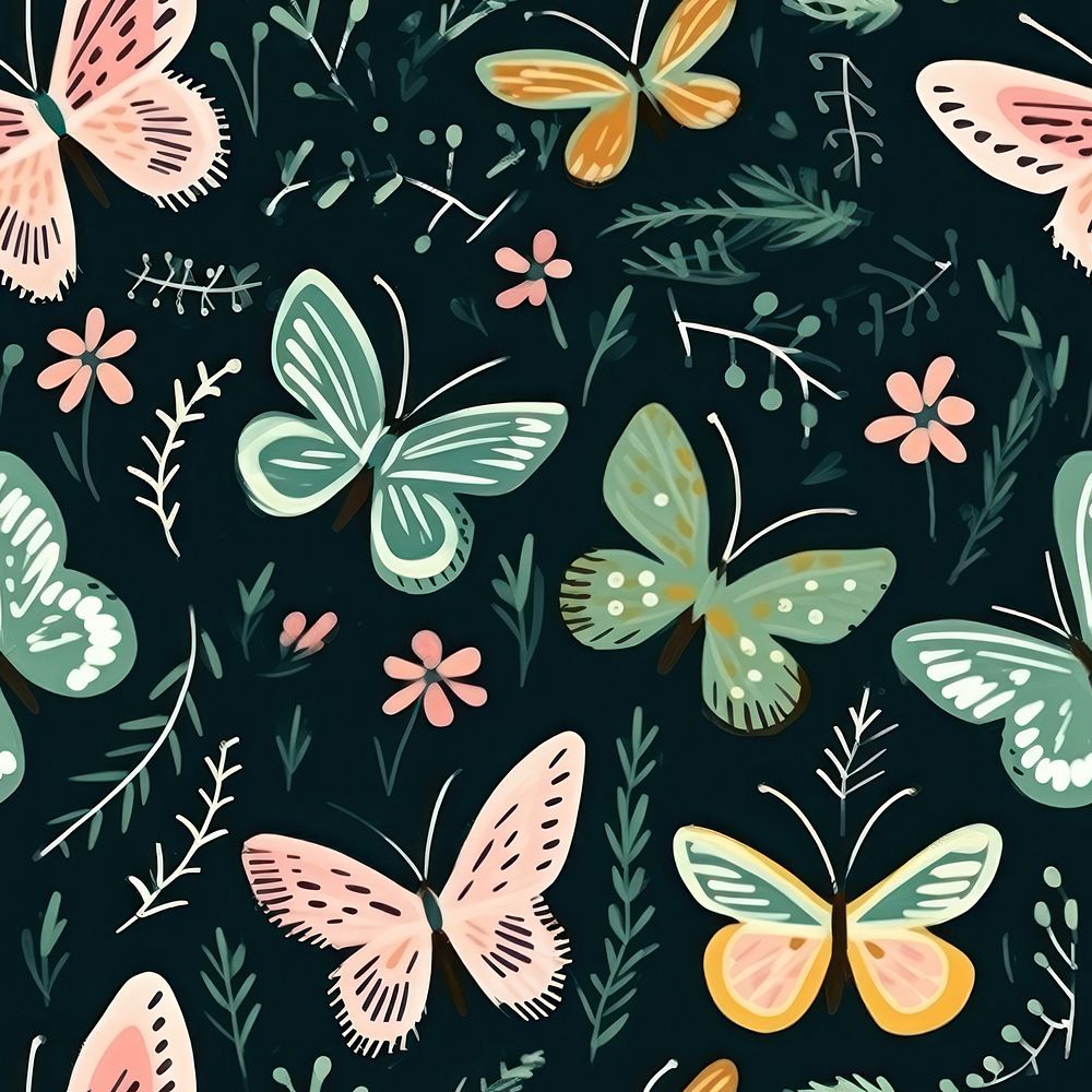 Pink butterfly pattern backgrounds green. Free Photo Illustration