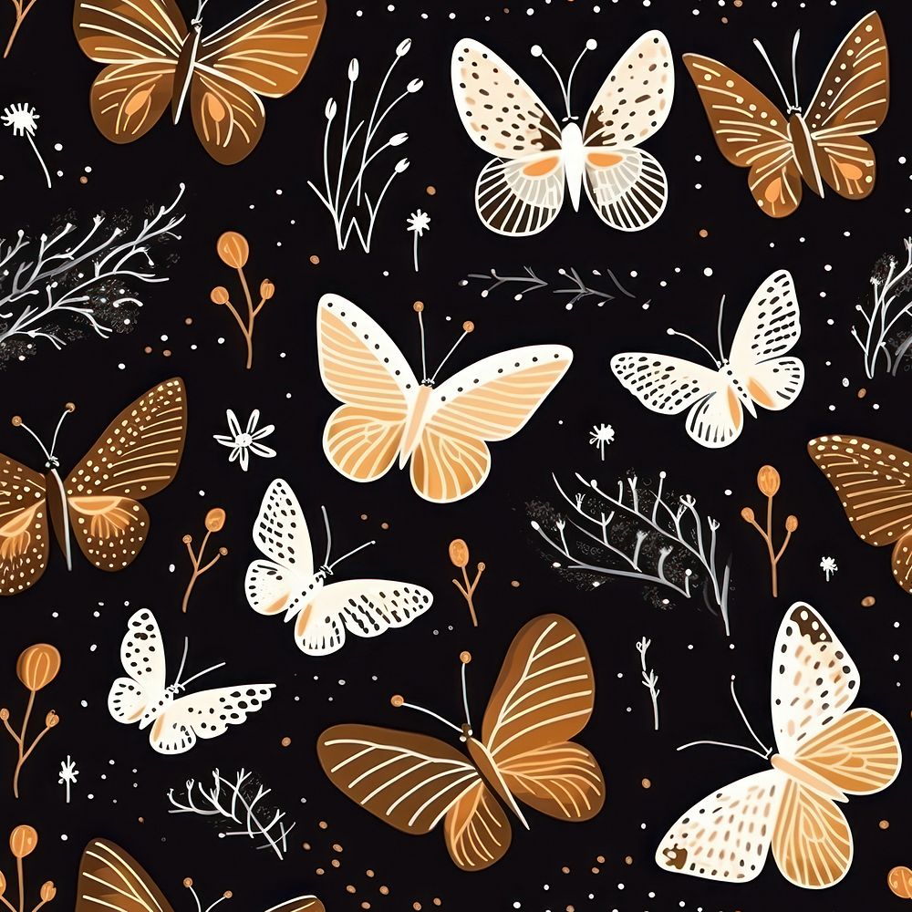 White butterfly pattern backgrounds animal. 