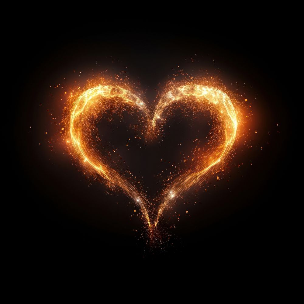 A heartshape magic energy glowing night illuminated. AI generated Image by rawpixel.