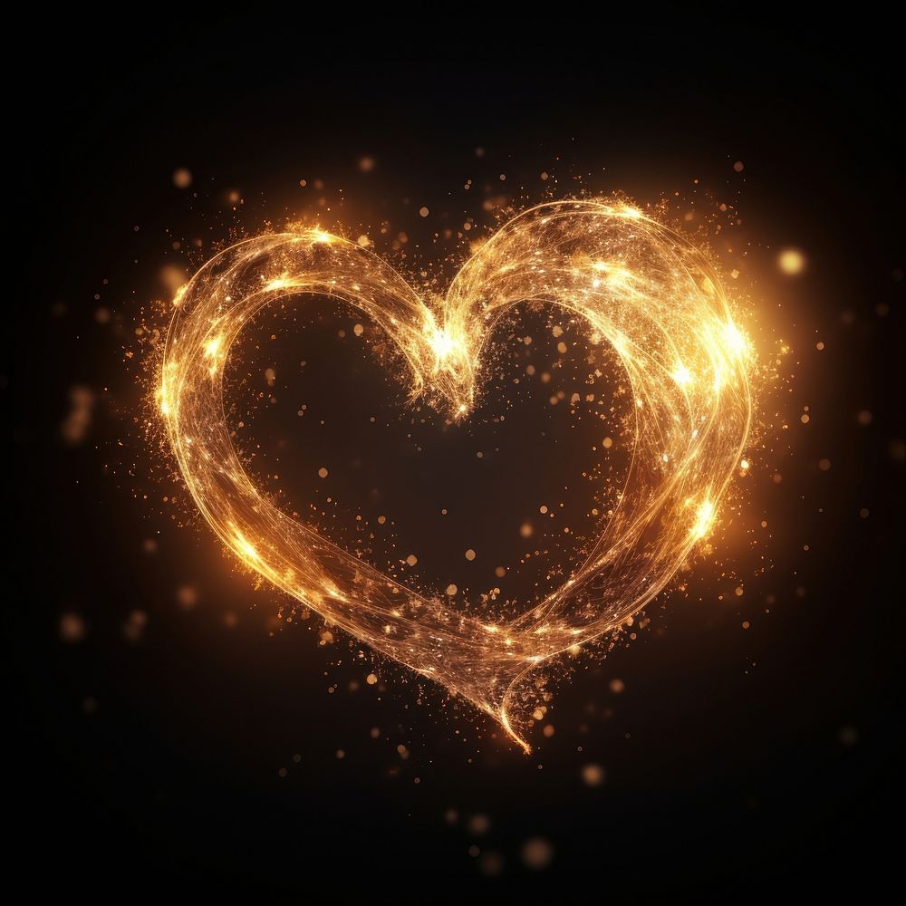 A heartshape magic energy fireworks glowing light. AI generated Image by rawpixel.