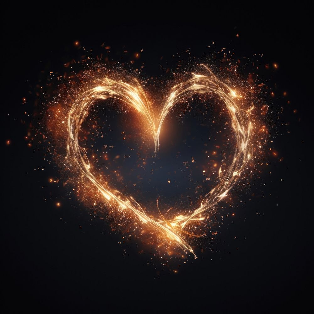 A heartshape magic energy fireworks glowing night. AI generated Image by rawpixel.