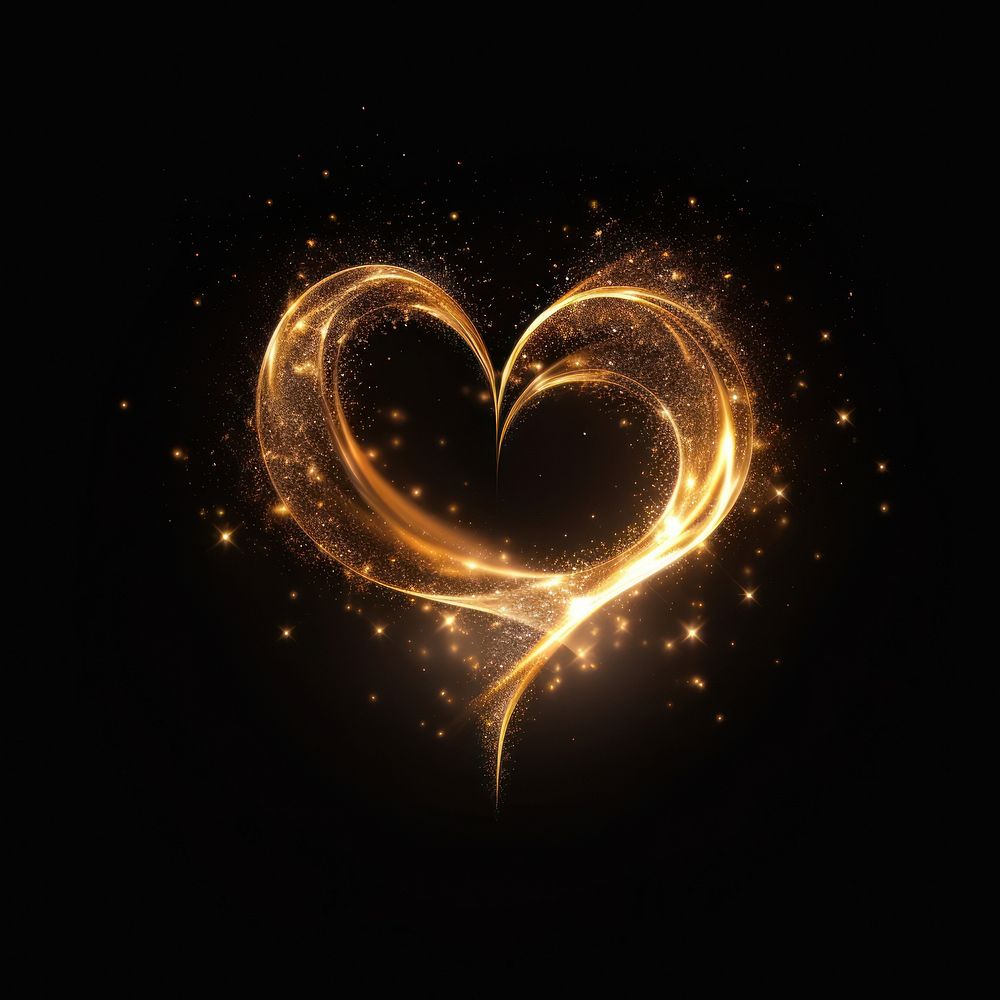 A heartshape magic energy fireworks glowing night. AI generated Image by rawpixel.