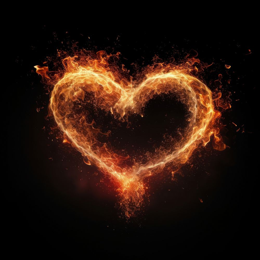 A heartshape magic pyro glowing flame fire. AI generated Image by rawpixel.