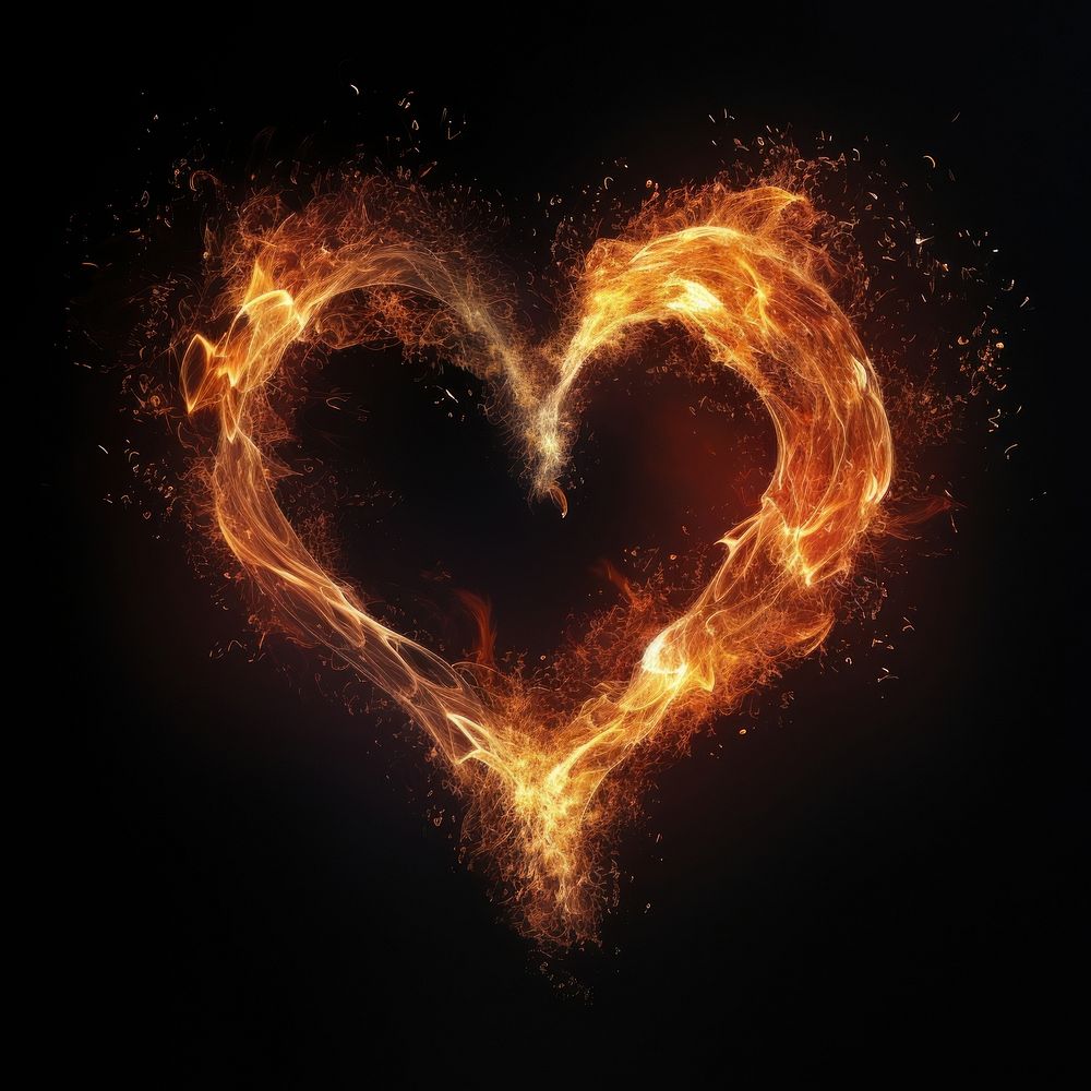 A heartshape magic pyro glowing flame fire. AI generated Image by rawpixel.