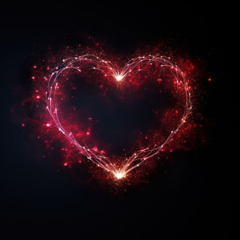 A heartshape fireworks glowing night. AI generated Image by rawpixel.