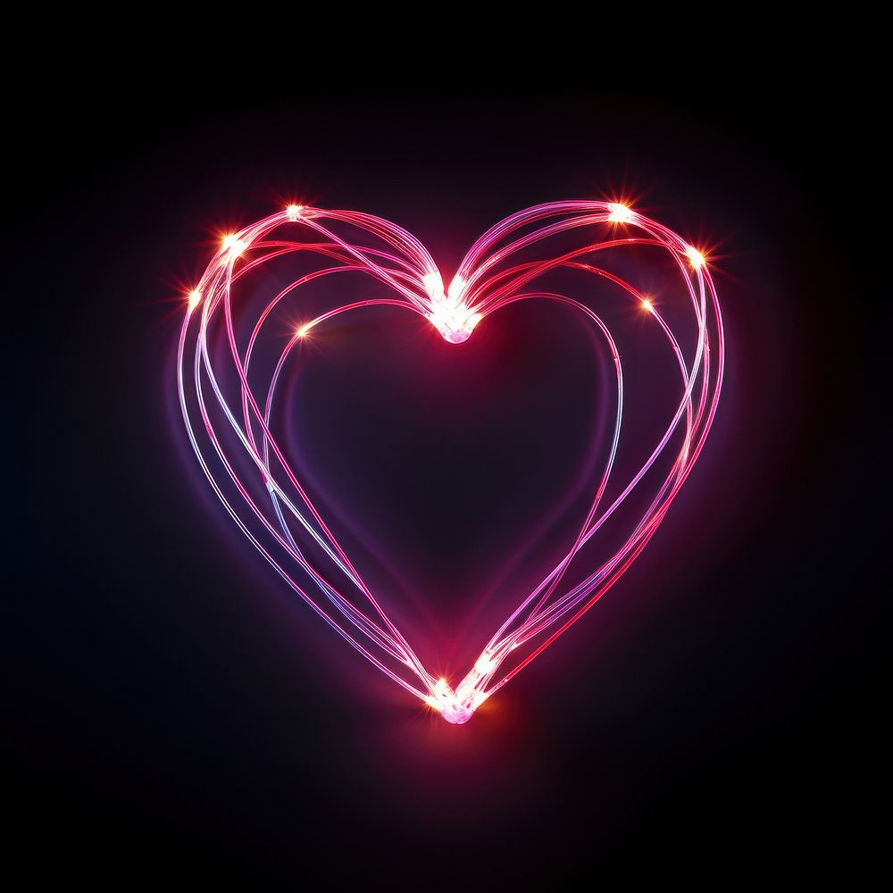 A heartshape light painting glowing night neon. AI generated Image by rawpixel.