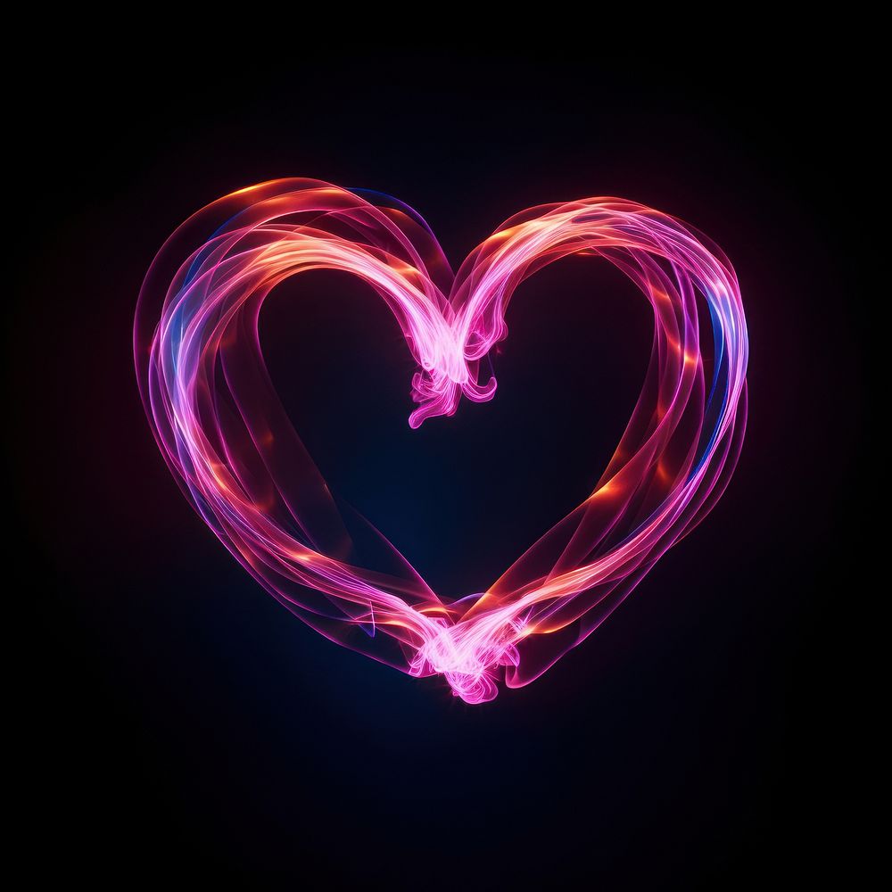 A heartshape light painting glowing purple speed. AI generated Image by rawpixel.
