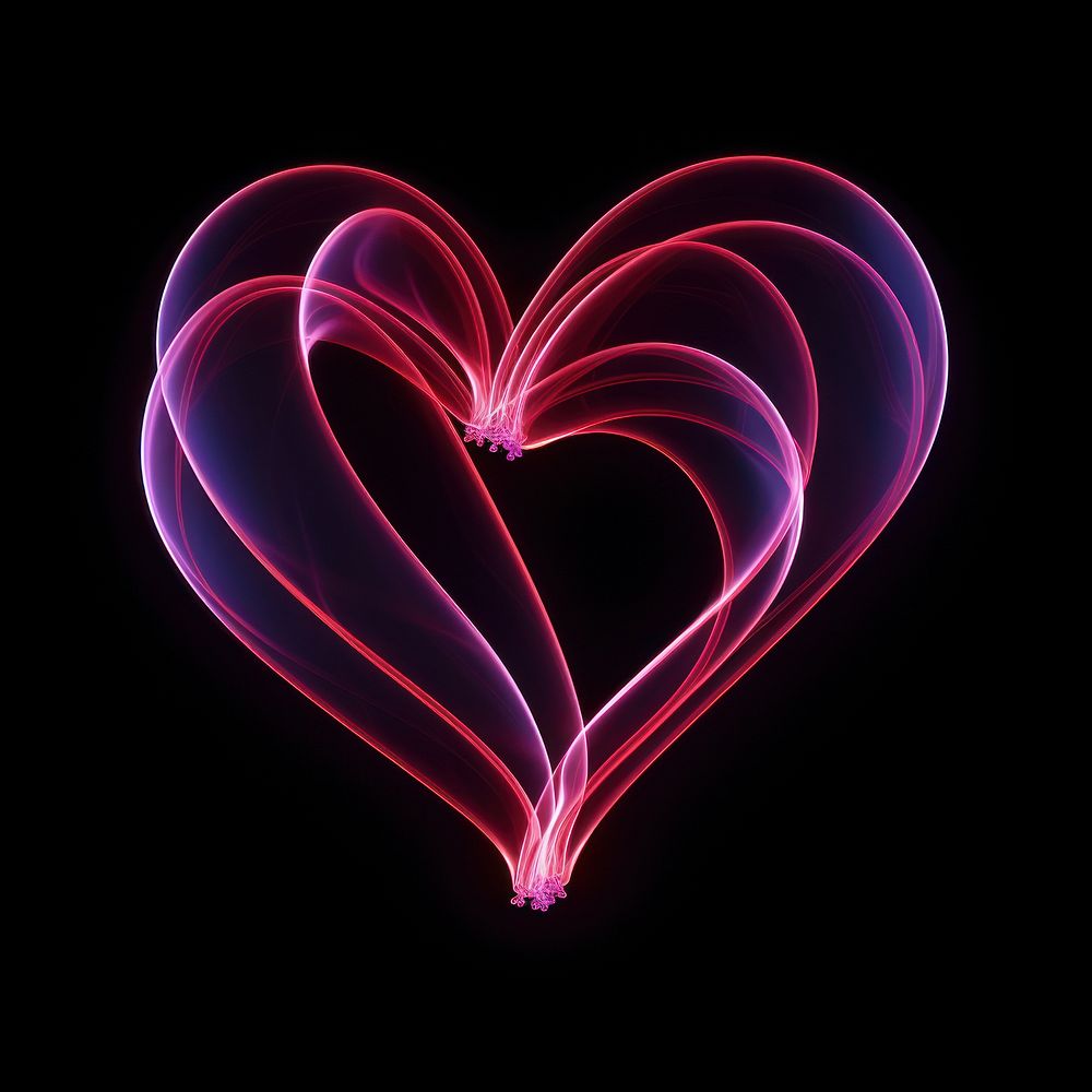 A heartshape light painting neon pattern purple. AI generated Image by rawpixel.