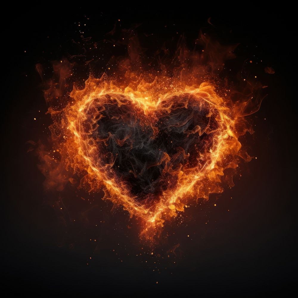 A heartshape pyro glowing flame fire. AI generated Image by rawpixel.