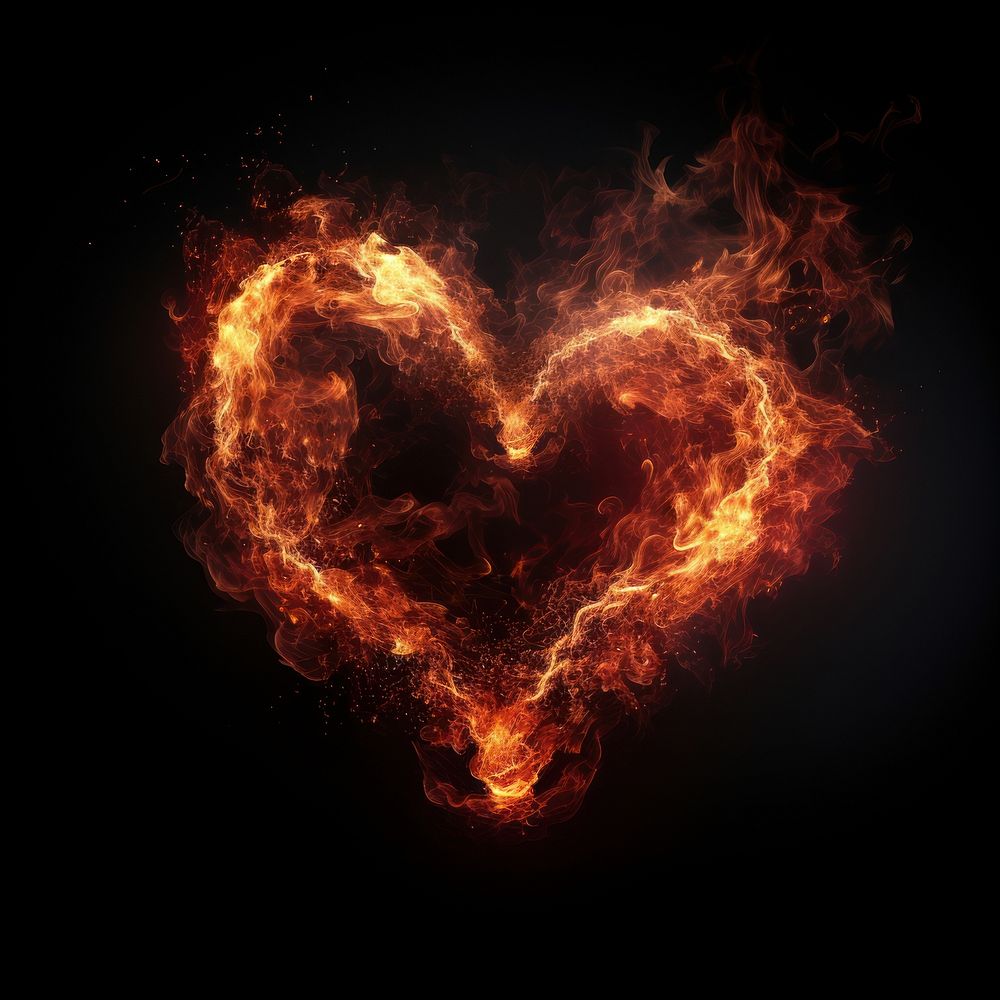 A heartshape pyro glowing flame fire. AI generated Image by rawpixel.
