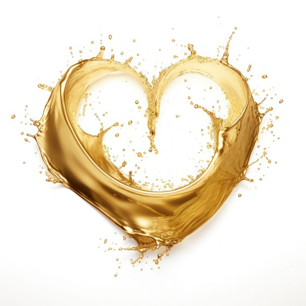 Gold heart white background heart shape. AI generated Image by rawpixel.