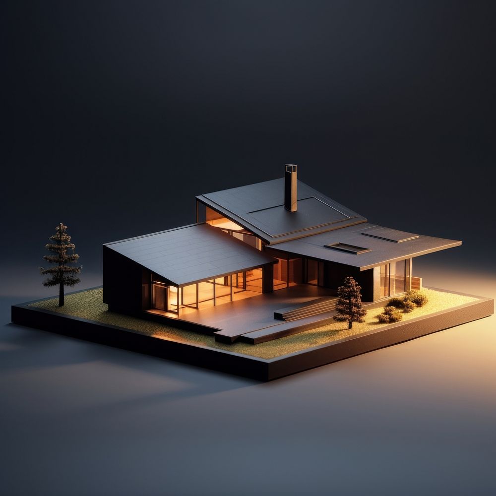 House model architecture building lighting. AI generated Image by rawpixel.