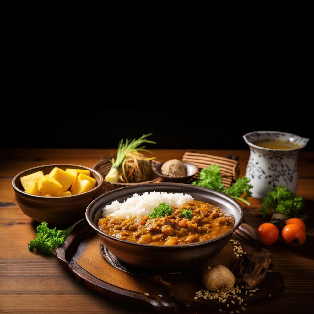 Ingredient curry table food. AI generated Image by rawpixel.