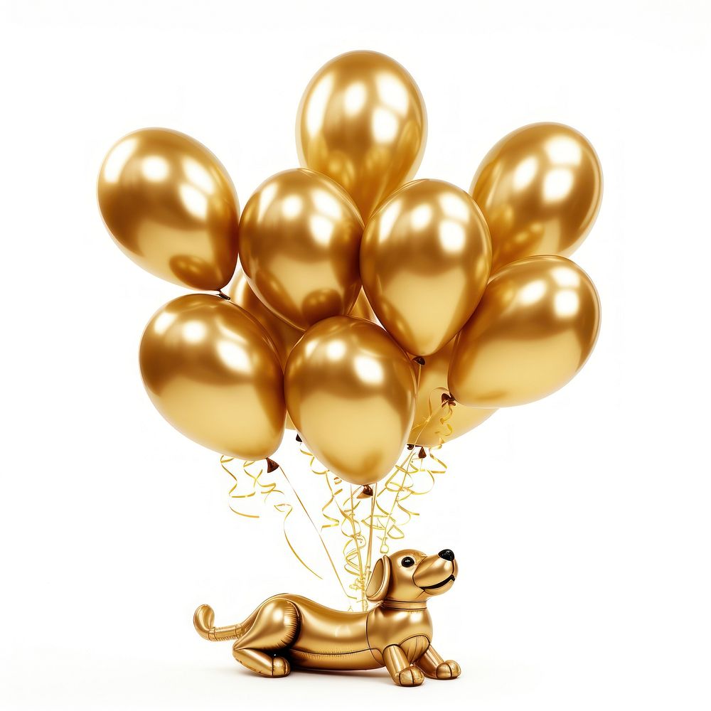 Balloons gold dog text balloon white background representation. AI generated Image by rawpixel.