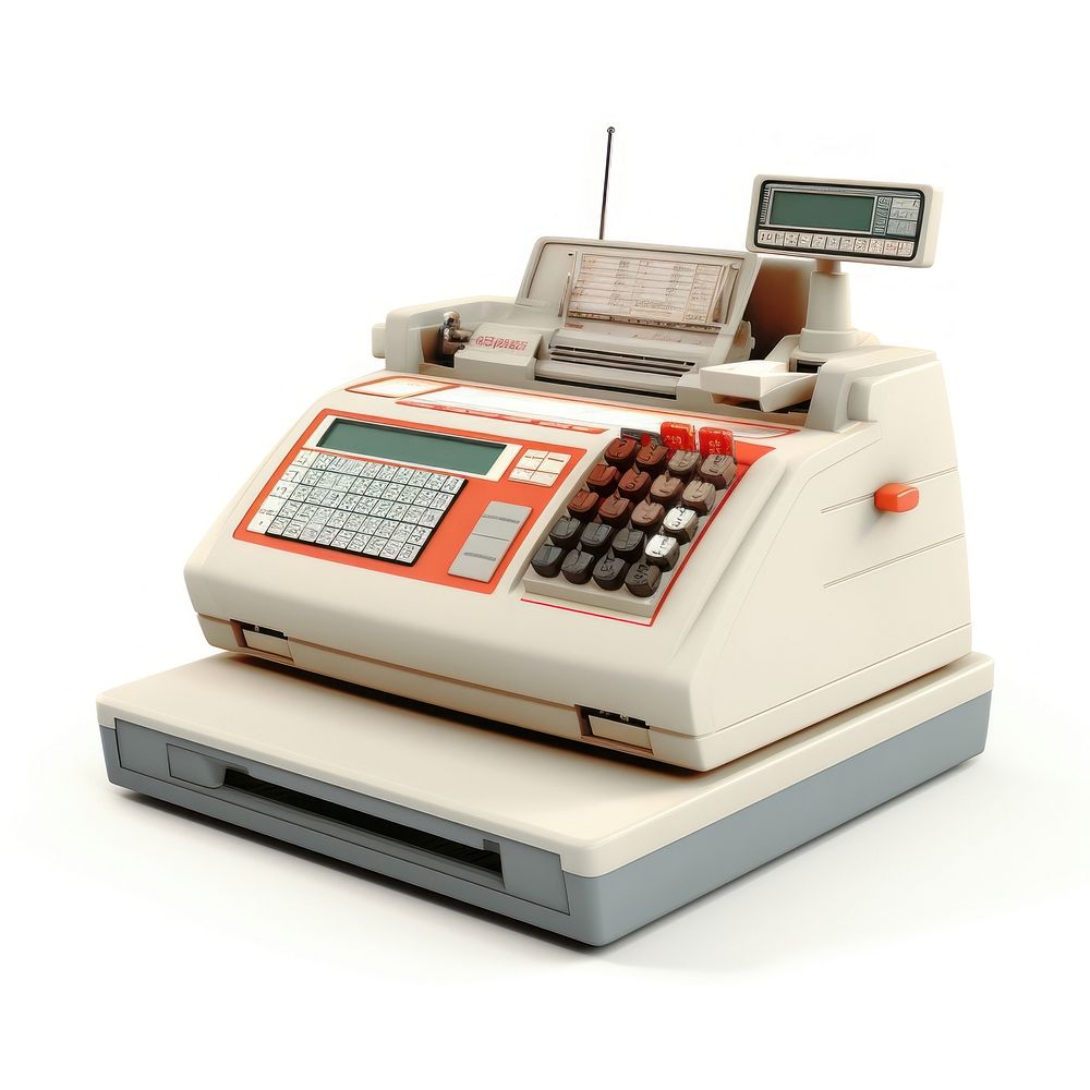 Cashier Register machine cash white background. AI generated Image by rawpixel.