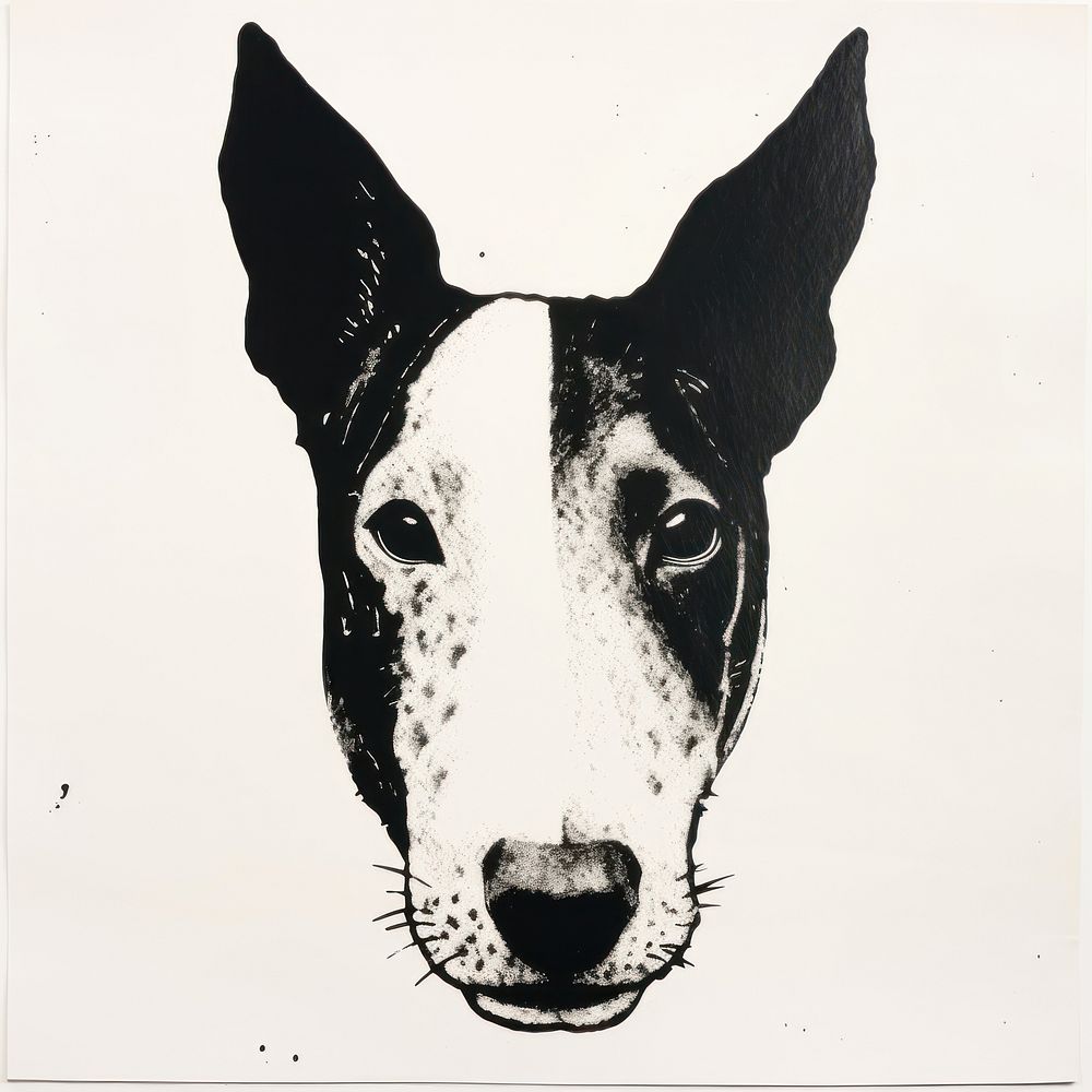Bull Terrier terrier drawing mammal. AI generated Image by rawpixel.