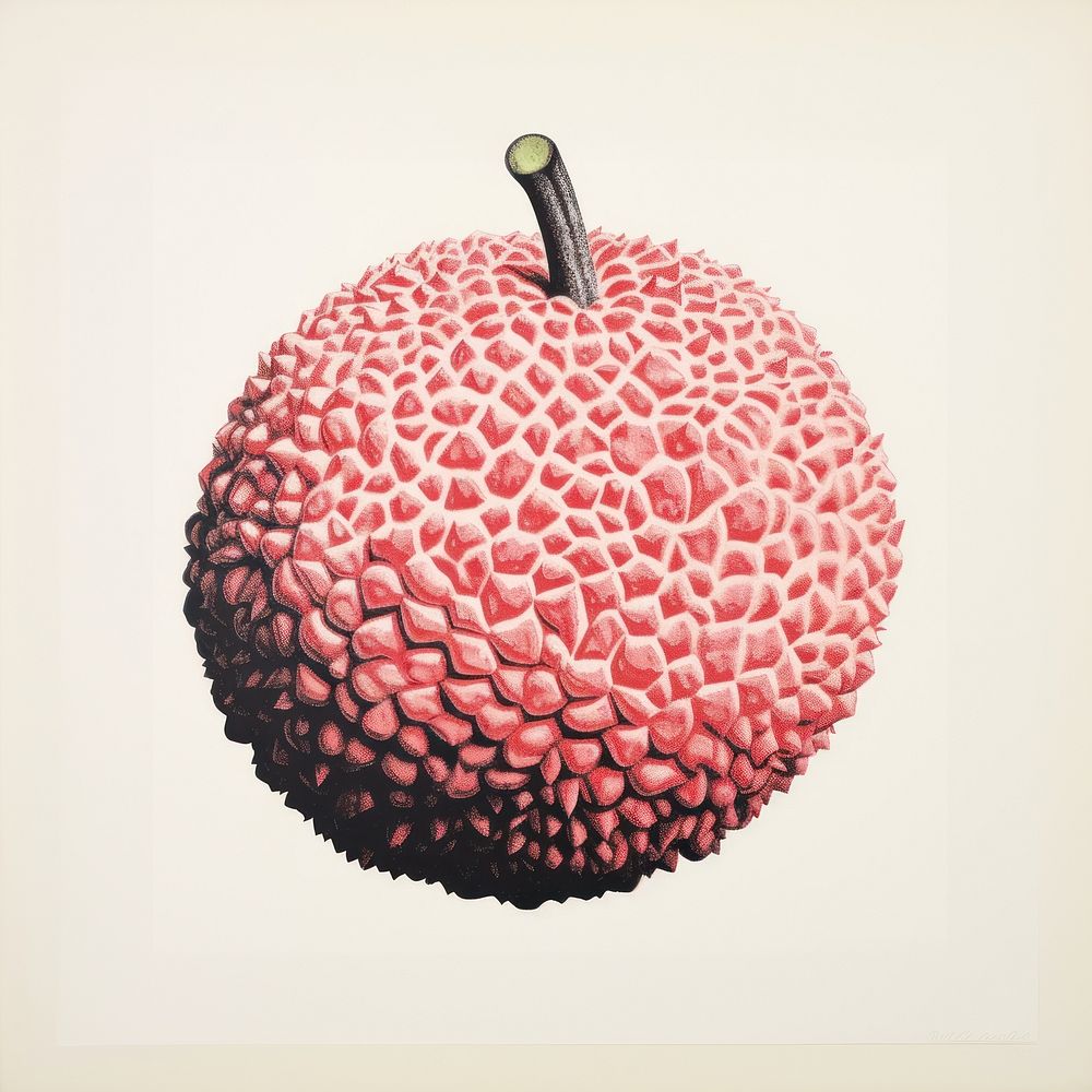 Lychee fruit plant paper. AI generated Image by rawpixel.