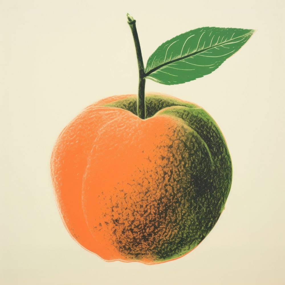 Peach orange fruit green. AI generated Image by rawpixel.