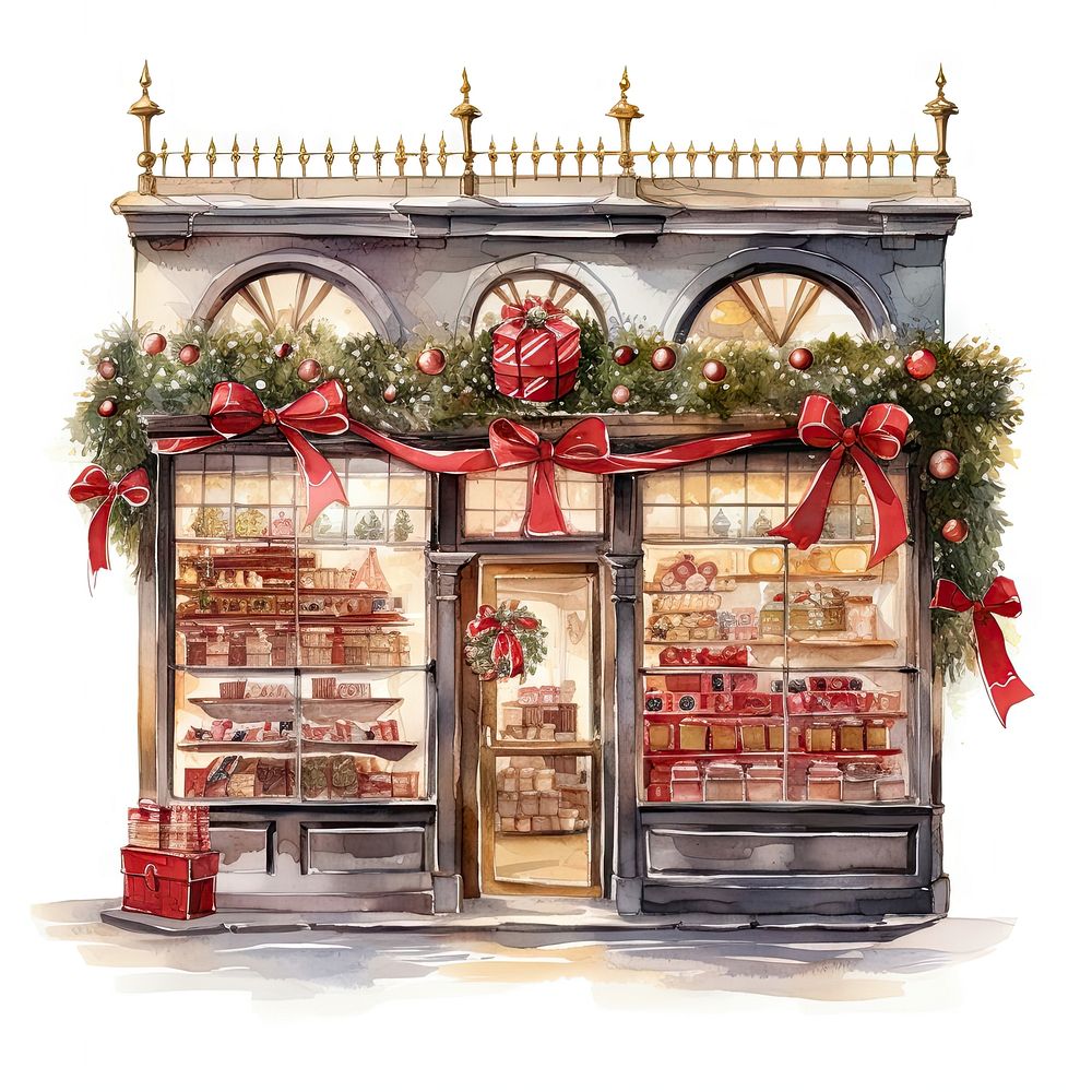 Christmas cake shop architecture illuminated celebration. AI generated Image by rawpixel.