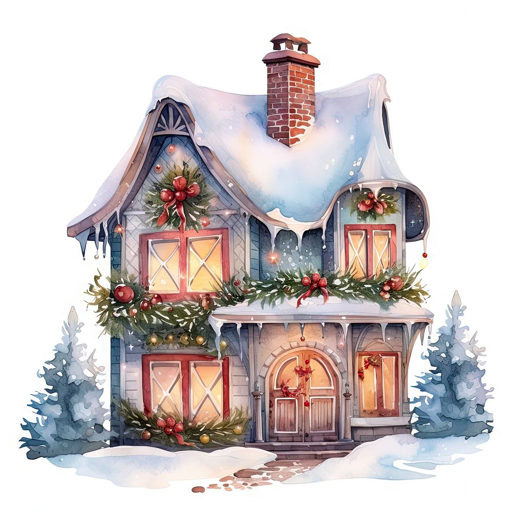 Decorative christmas house architecture building confectionery. AI generated Image by rawpixel.