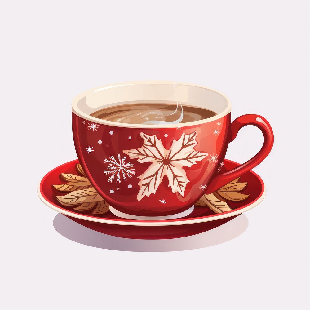Christmas style cup saucer coffee drink. AI generated Image by rawpixel.