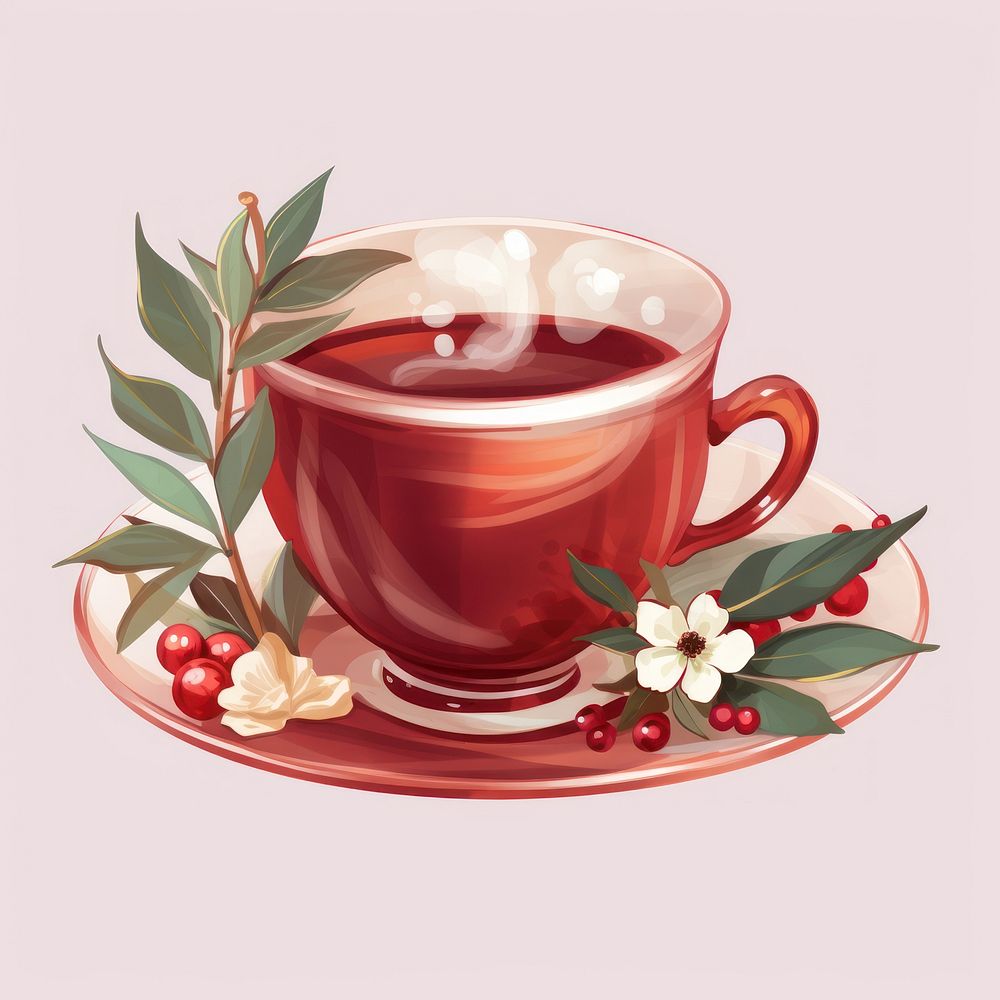 Christmas style cup saucer coffee drink. AI generated Image by rawpixel.