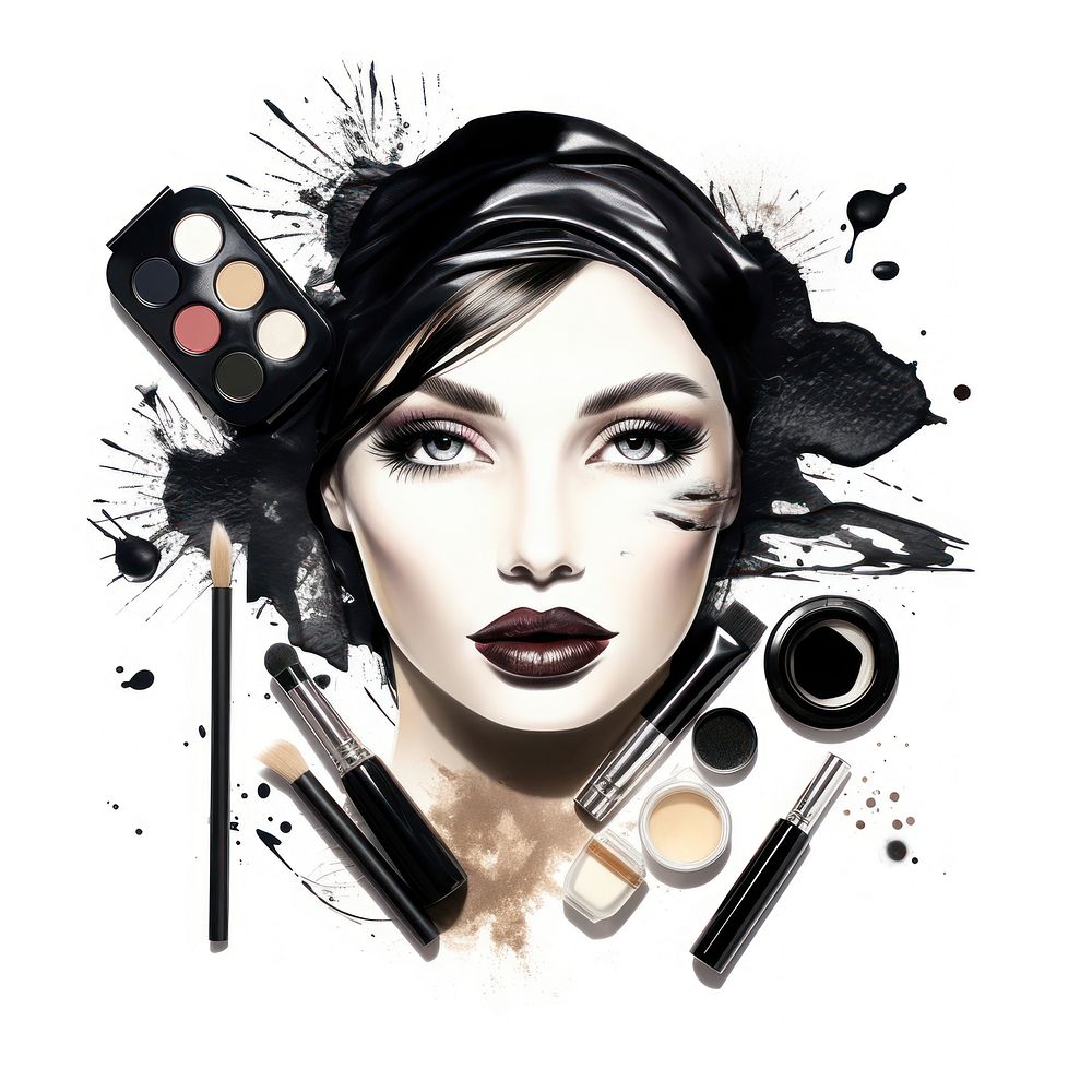 Cosmetics lipstick portrait drawing. AI generated Image by rawpixel.