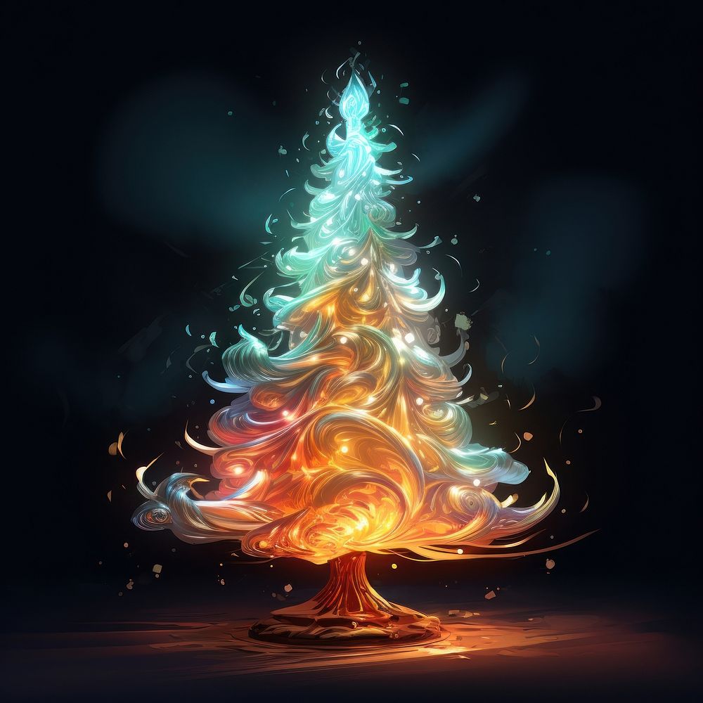 Glowy christmas tree fire illuminated | Free Photo Illustration - rawpixel