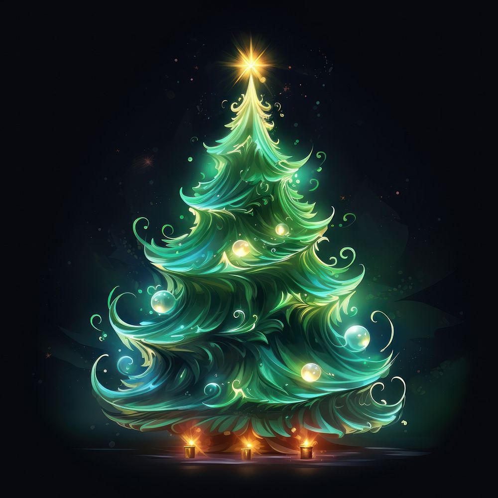 PNG Glowy christmas tree night illuminated celebration. AI generated Image by rawpixel.