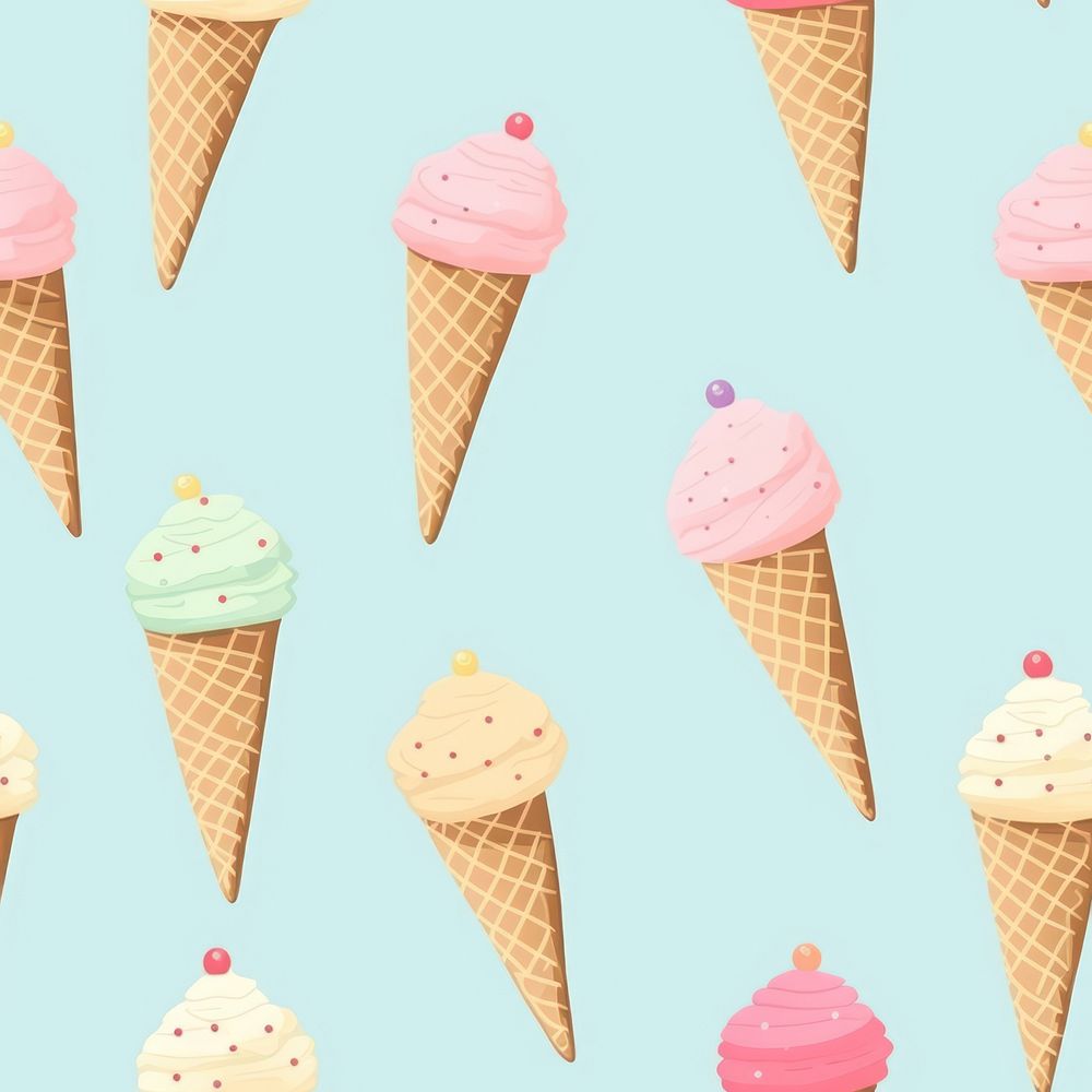 Ice-cream cone backgrounds dessert pattern. AI generated Image by rawpixel.