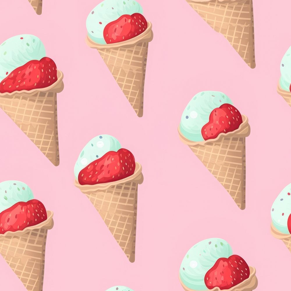 Ice-cream cone strawberry backgrounds dessert | Free Photo Illustration