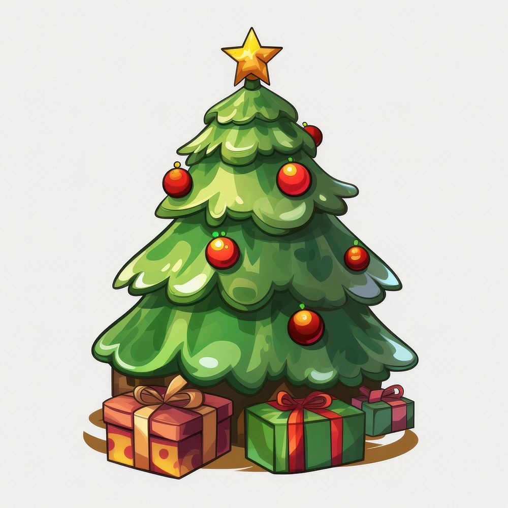 PNG Cartoon christmas tree plant celebration decoration. AI generated Image by rawpixel.