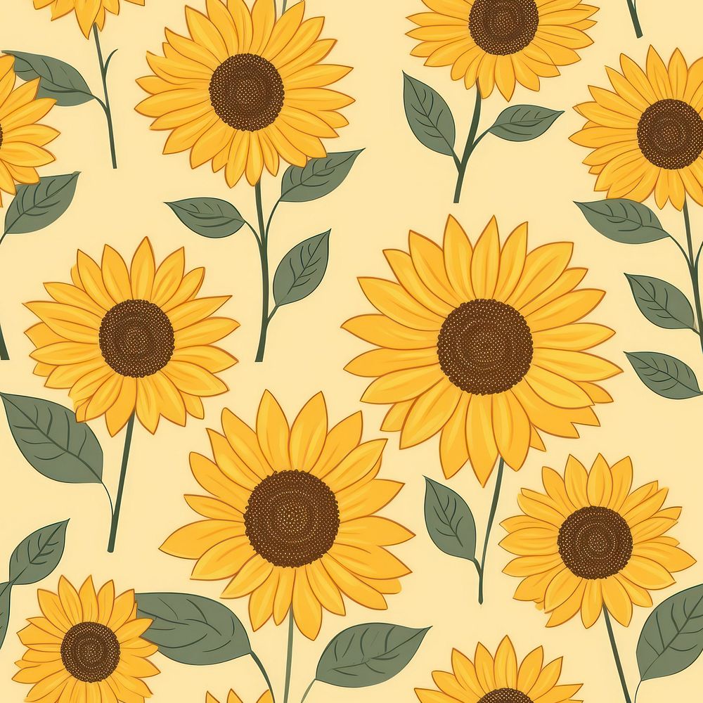 Sunflower pattern backgrounds plant. AI generated Image by rawpixel.