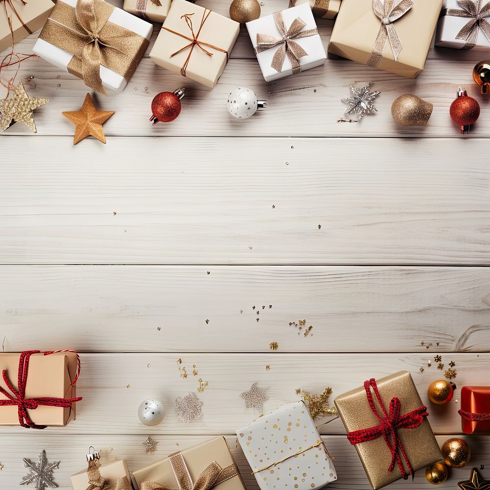 Christmas backgrounds gift wood. AI generated Image by rawpixel.