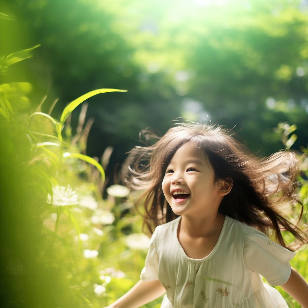 Little asian girl smile laughing child. AI generated Image by rawpixel.