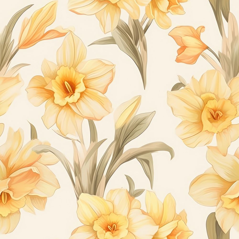 Daffodil pattern flower backgrounds. AI generated Image by rawpixel.