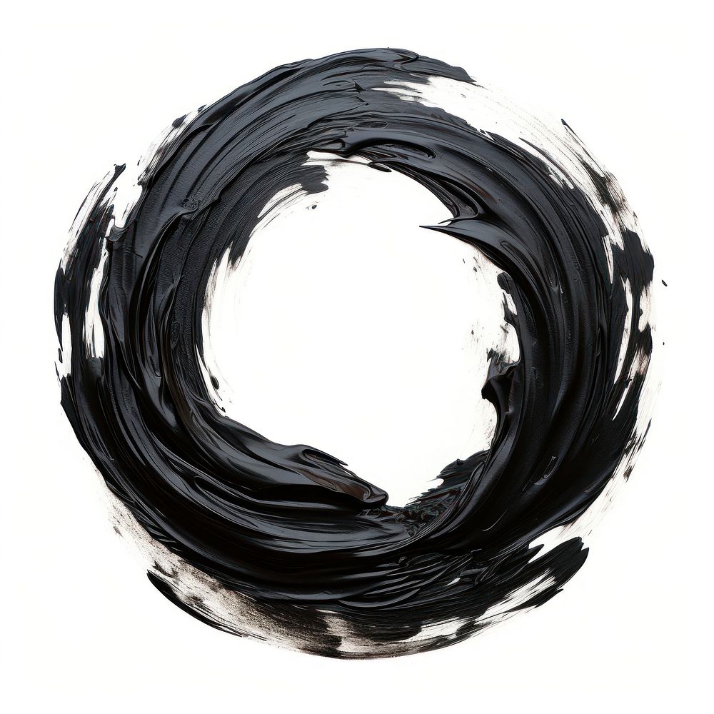 Flat black paint brushstroke circle white background concentric. AI generated Image by rawpixel.