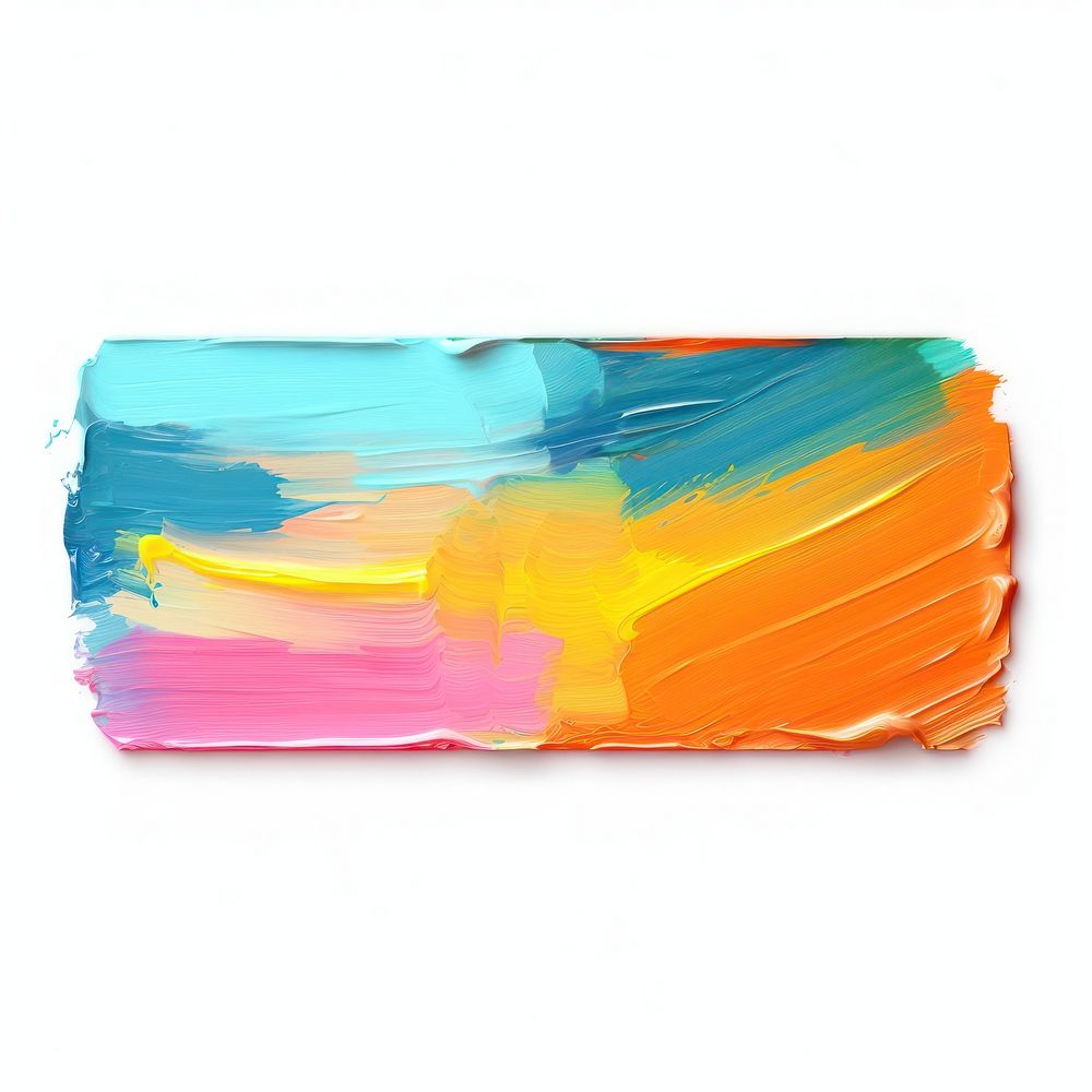 Flat colorful paint brushstroke rectangle painting white background. AI generated Image by rawpixel.