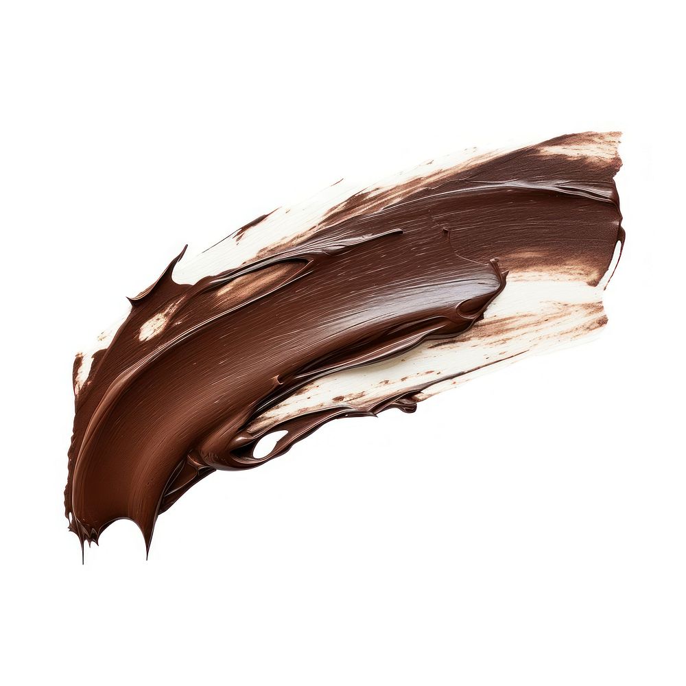 Flat pale dark brown paint brushstroke chocolate white background dessert. AI generated Image by rawpixel.