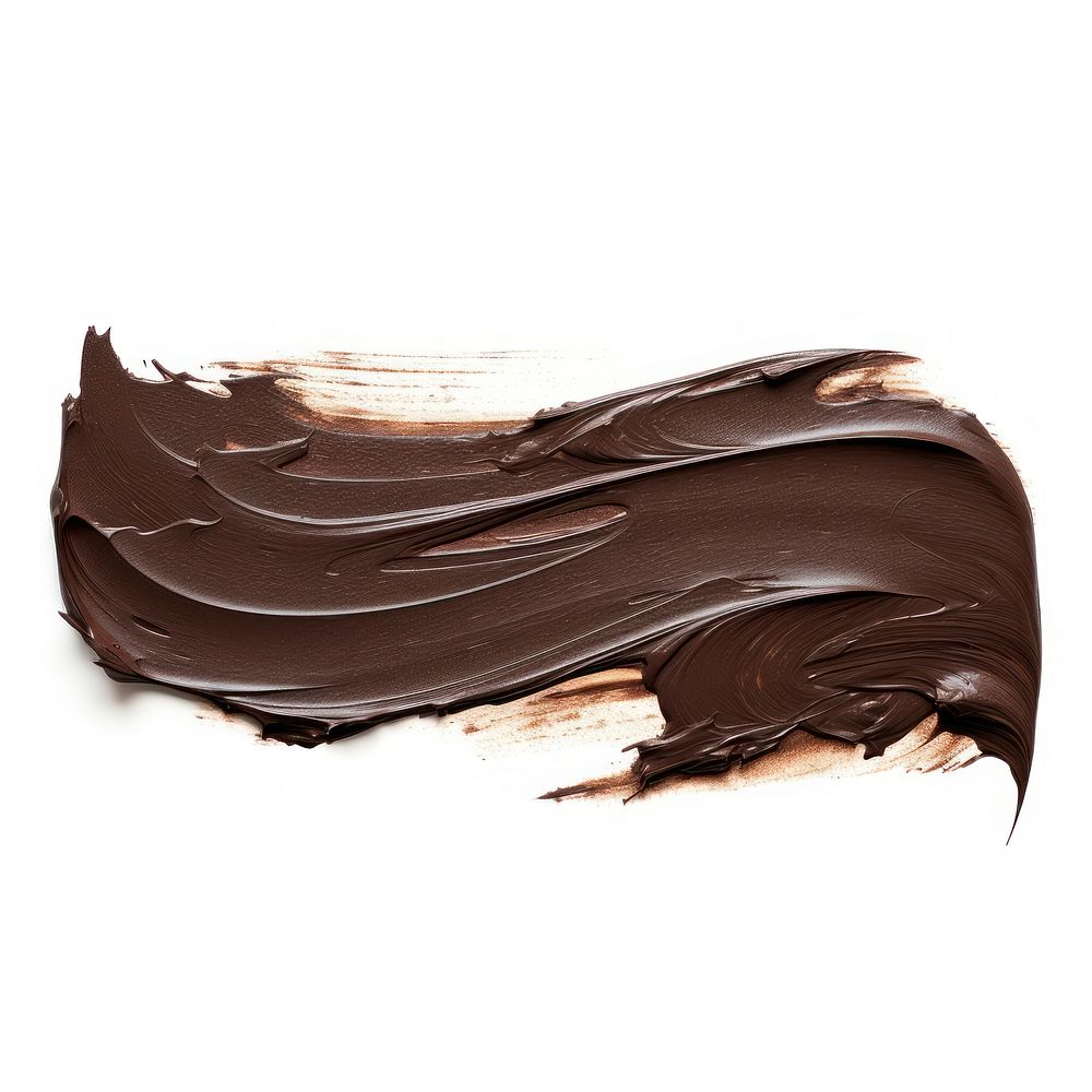 Flat pale dark brown paint brushstroke chocolate dessert white background. AI generated Image by rawpixel.
