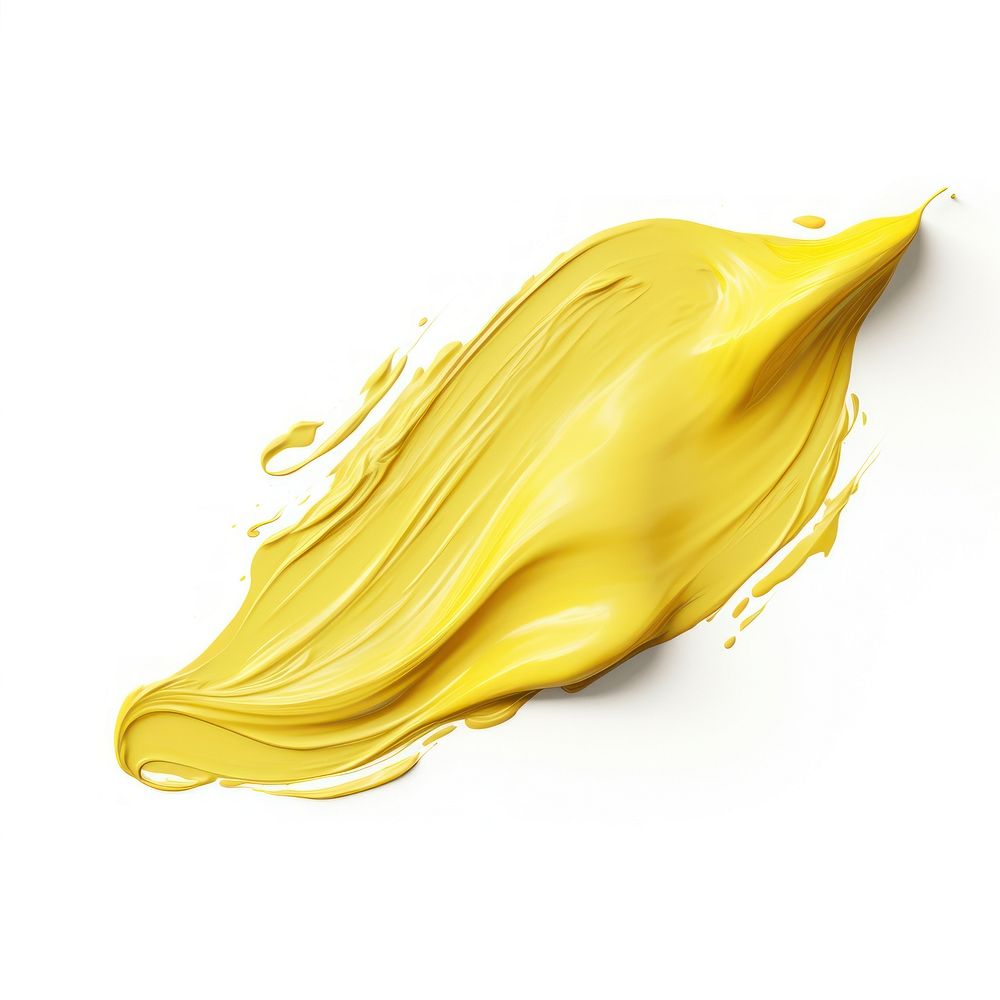 Flat pale yellowpaint brushstroke petal white background simplicity. AI generated Image by rawpixel.