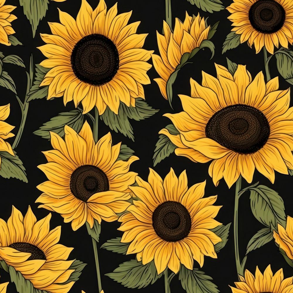 Sunflower pattern plant inflorescence. AI generated Image by rawpixel.