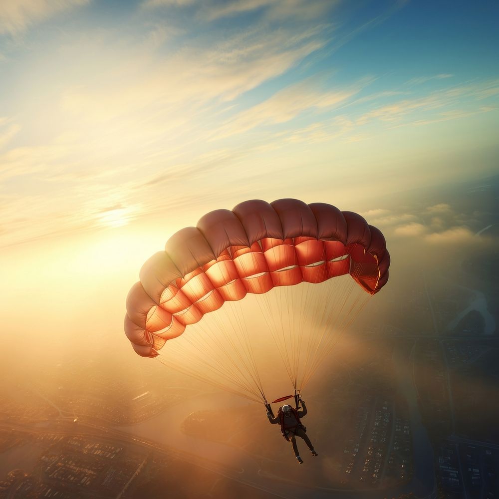 Man parachute paragliding recreation adventure. AI generated Image by rawpixel.
