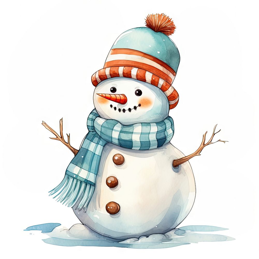 Winter snowman cartoon white representation. AI generated Image by rawpixel.