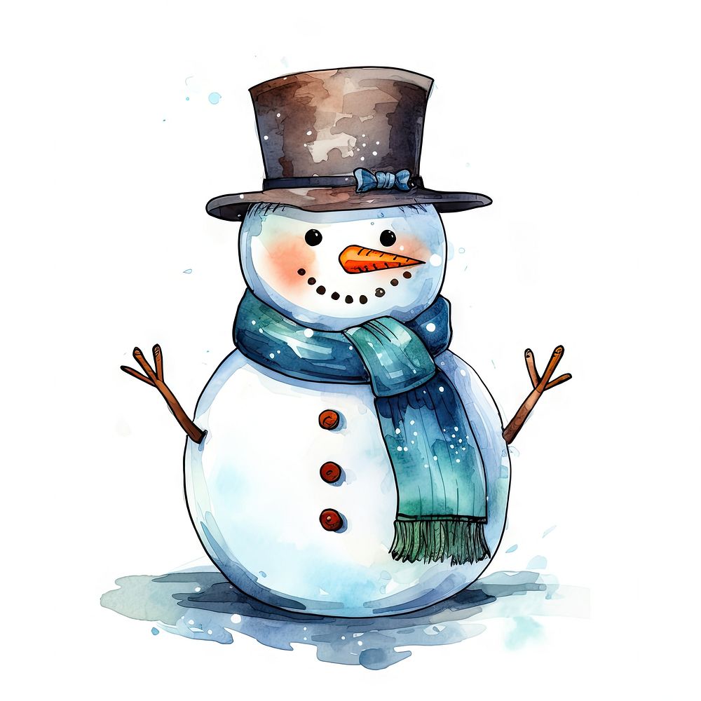 Winter snowman cartoon white anthropomorphic. AI generated Image by rawpixel.