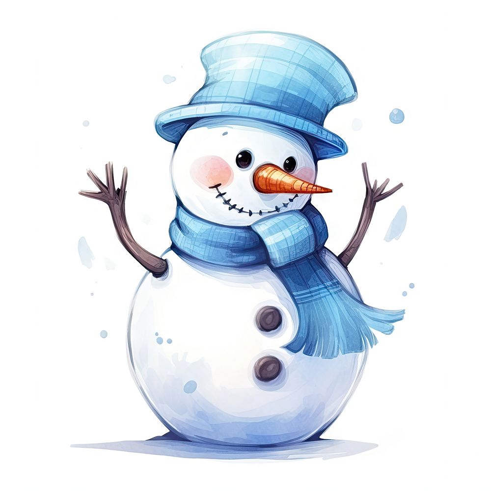 Winter snowman cartoon white anthropomorphic. AI generated Image by rawpixel.